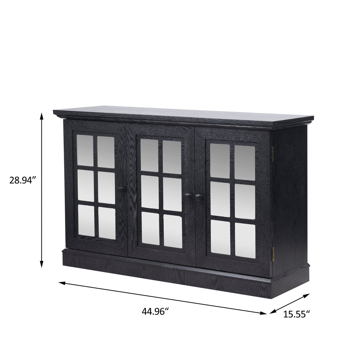 Storage cabinet with 3 mirrored acrylic doors, adjustable shelves, black finish by HouseOfZazla on Tampa Home & Garden Store