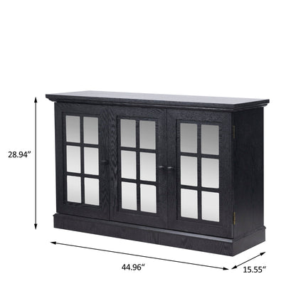 Storage cabinet with 3 mirrored acrylic doors, adjustable shelves, black finish by HouseOfZazla on Tampa Home & Garden Store