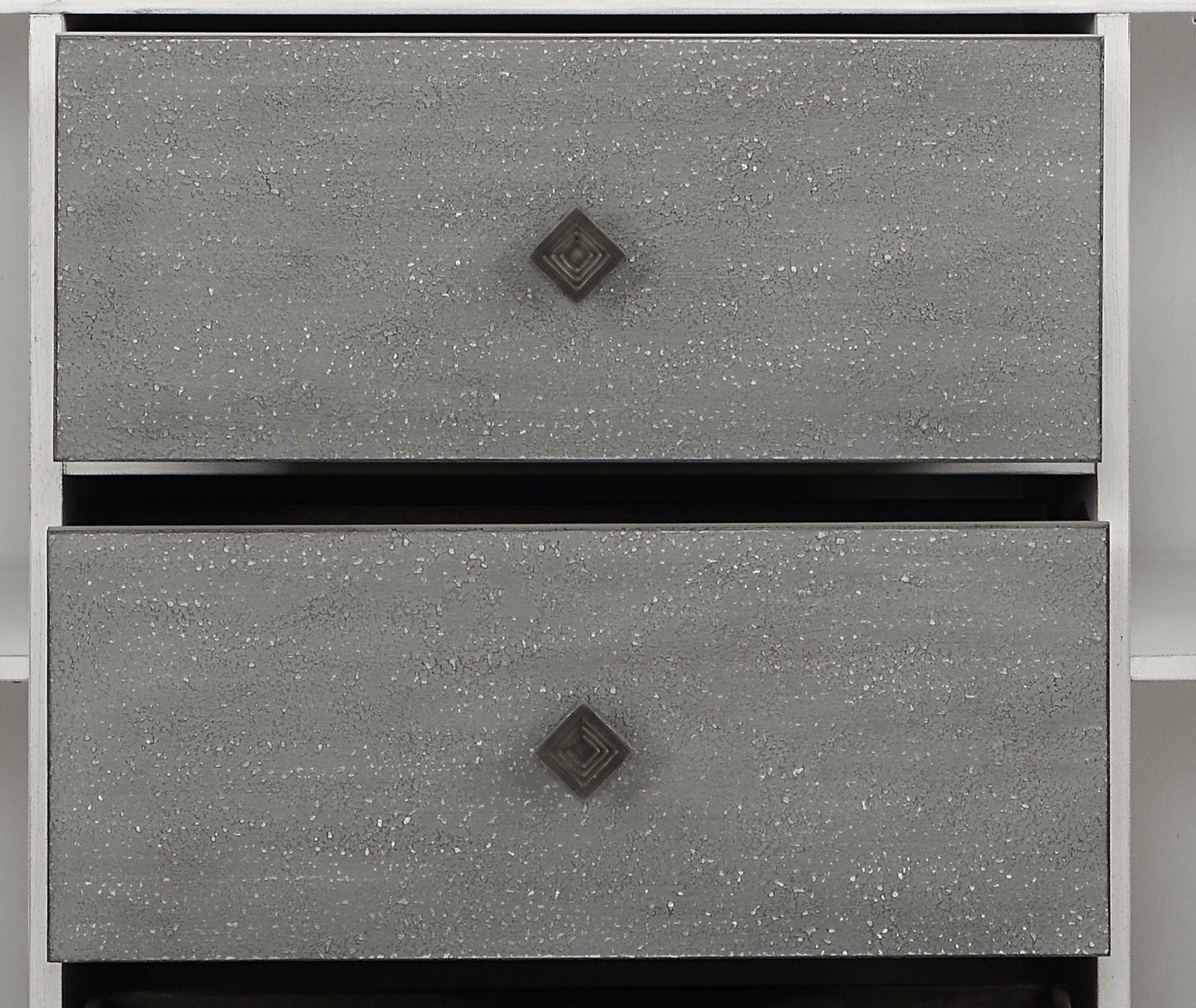 Katia server gray/white speckled metal drawers with square diamond knobs by HouseOfZazla on Tampa Home & Garden Store