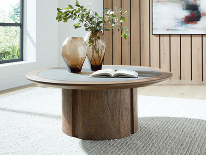 Dontayne Round Table with Dark Top Living Room