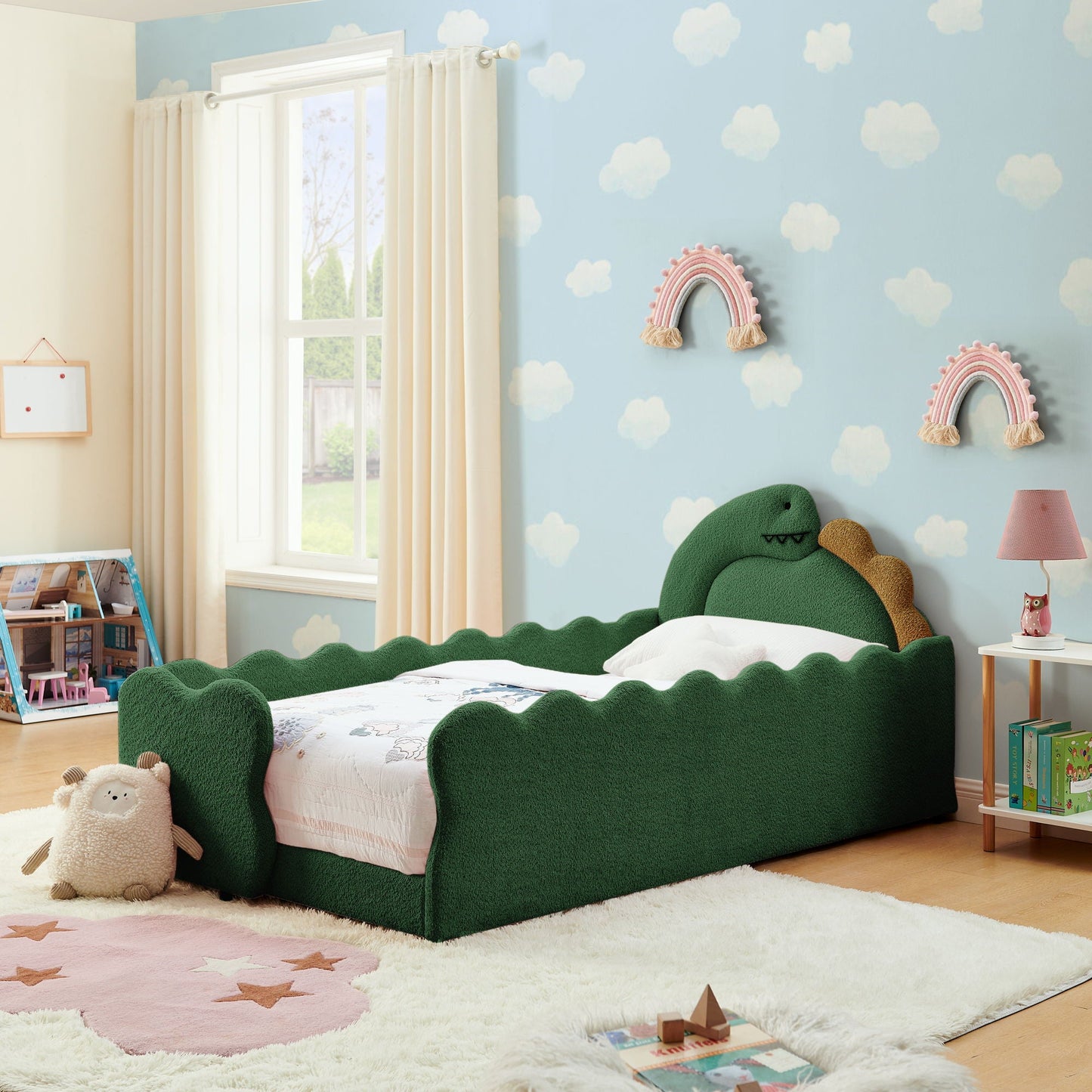 Toddler Dinosaur Bed and Safety Guardrail