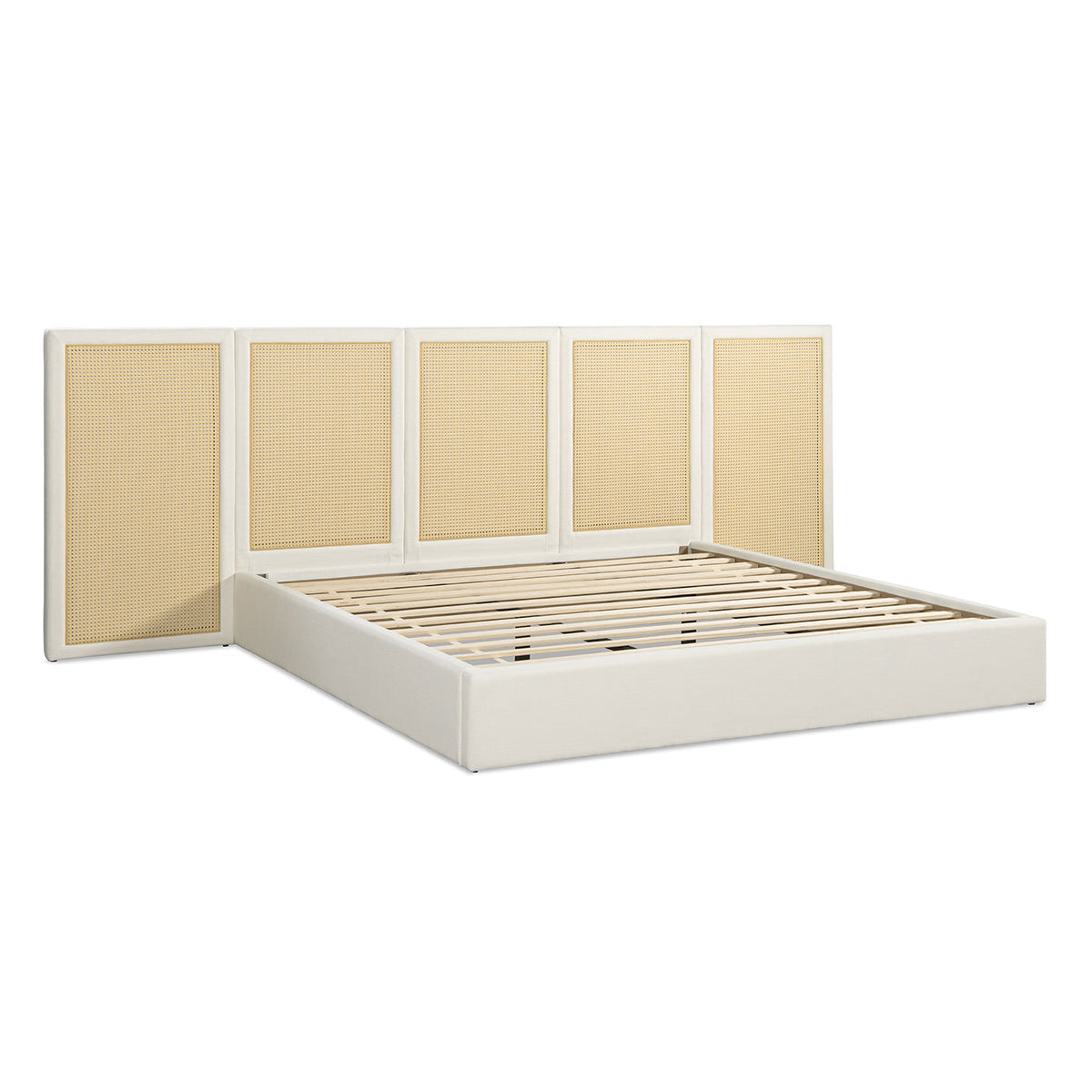 Capri Extended Headboard Cane Platform Bed antique white with caned panels HouseOfZazla on Tampa Home & Garden Store