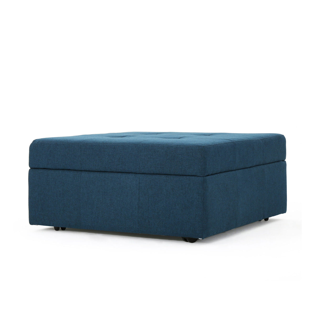 Flip Top Ottoman navy blue with tufted waffle stitch and casters HouseOfZazla on Tampa Home & Garden Store