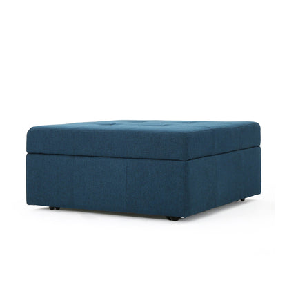 Flip Top Ottoman navy blue with tufted waffle stitch and casters HouseOfZazla on Tampa Home & Garden Store