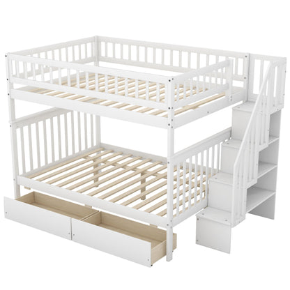 Bunk Bed With Staircase HouseOfZazla white finish with staircase and two under-bed drawers on Tampa Home & Garden Store