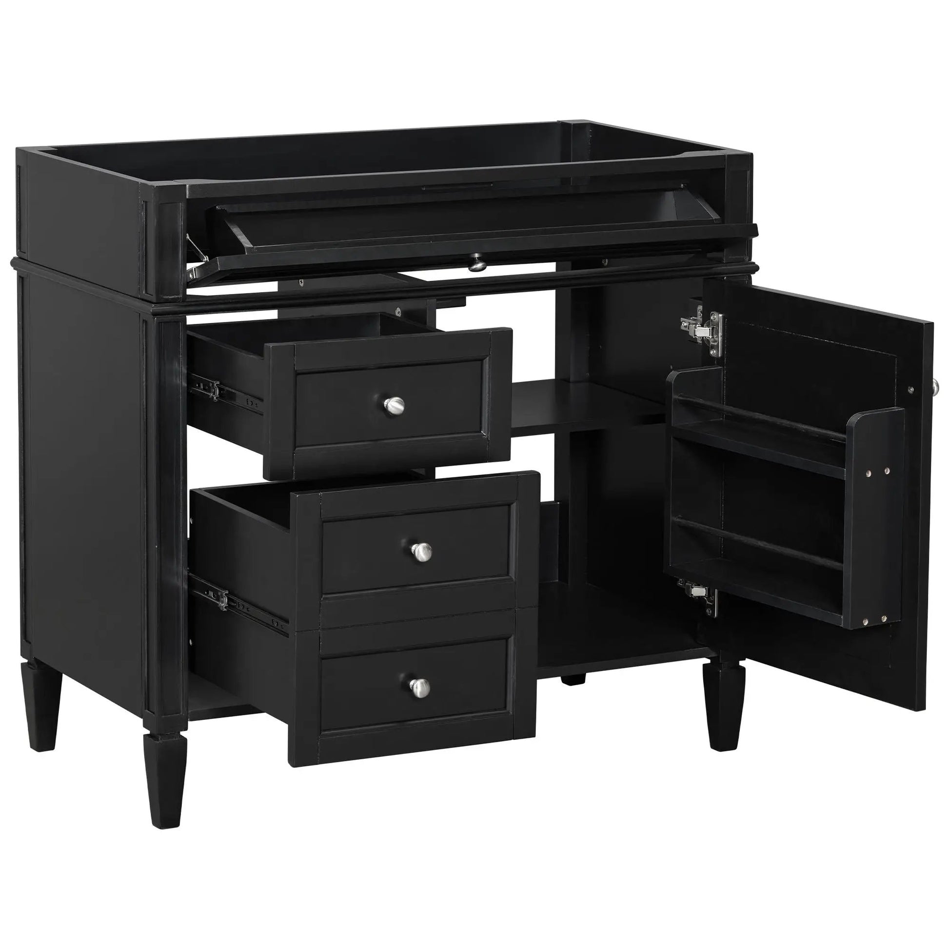Bathroom vanity base with 2 drawers and a tip-out drawer in black Unique Piece Furniture on Tampa Home & Garden Store