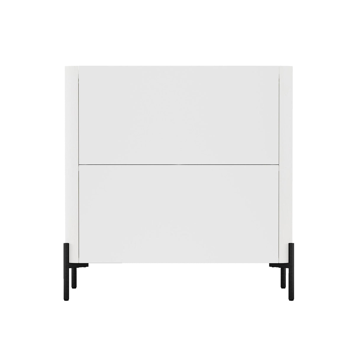 Abbey Accent Cabinet white finish with rounded edges and black metal legs on Tampa Home & Garden Store