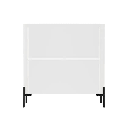 Abbey Accent Cabinet white finish with rounded edges and black metal legs on Tampa Home & Garden Store