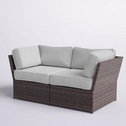 Brown Outdoor Wicker Patio Loveseat With Cushions