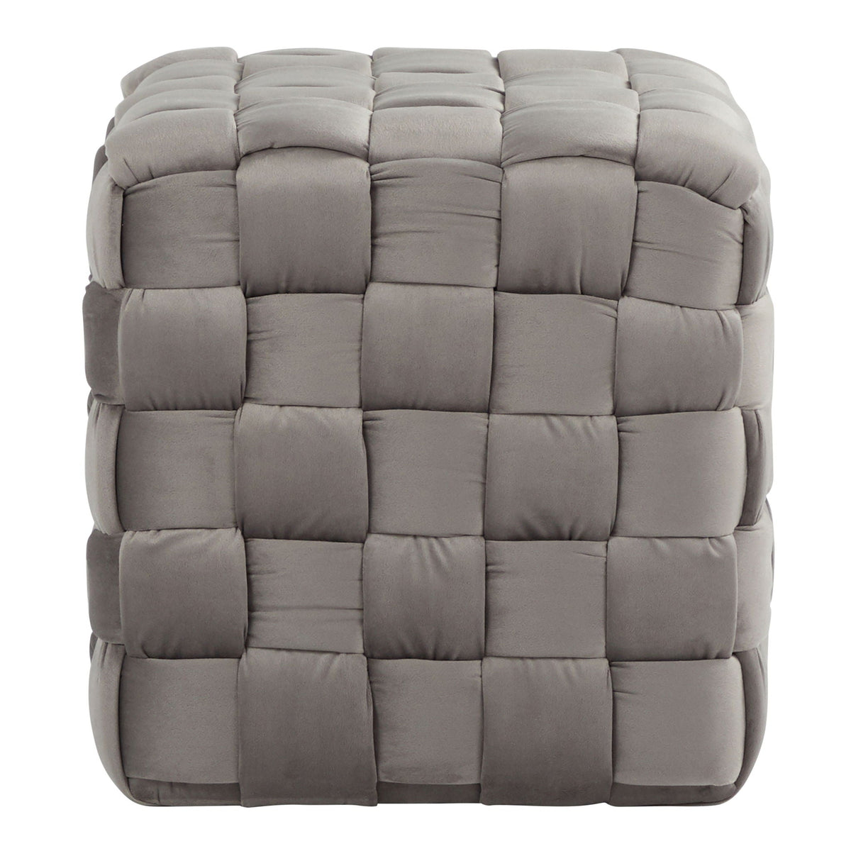 Square braided ottoman taupe-gray upholstery grid-woven rectangular accent ottoman on Tampa Home & Garden Store