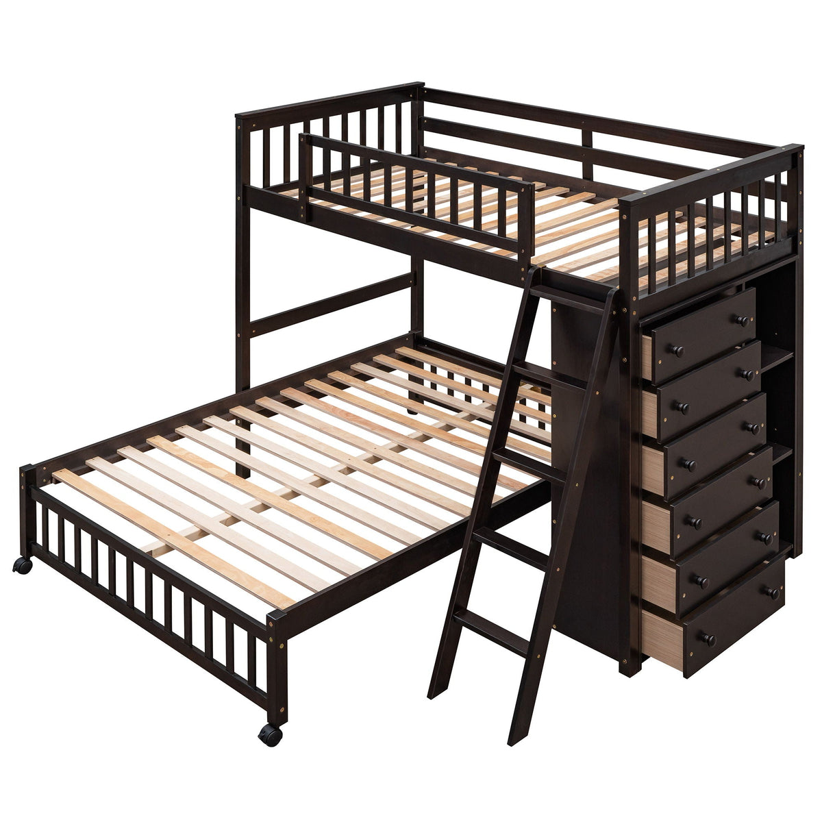 Bunk Bed With Six Drawers And Flexible Shelves