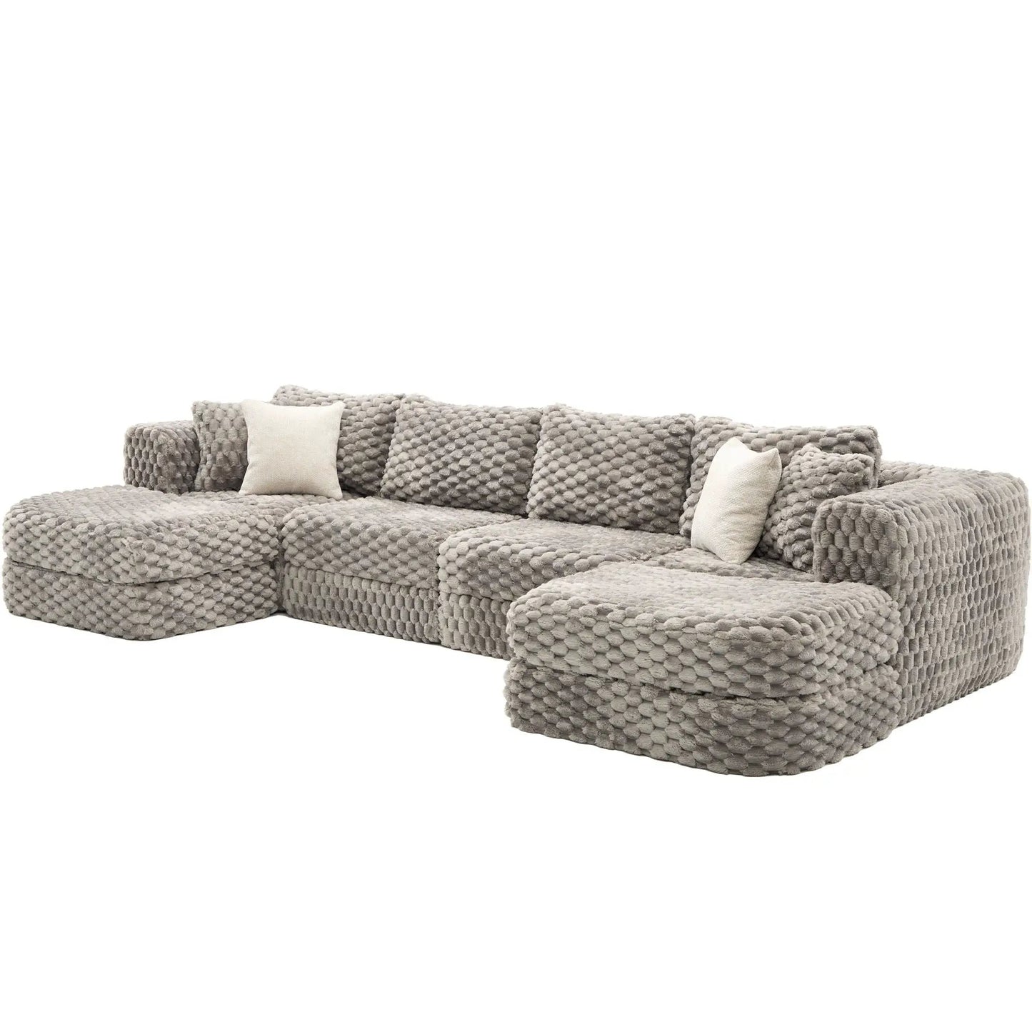 Modular Sectional Sofa with 2 Movable Ottomans