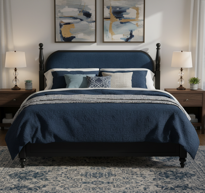 Modern King Bed Frame With Solid Wood Slats