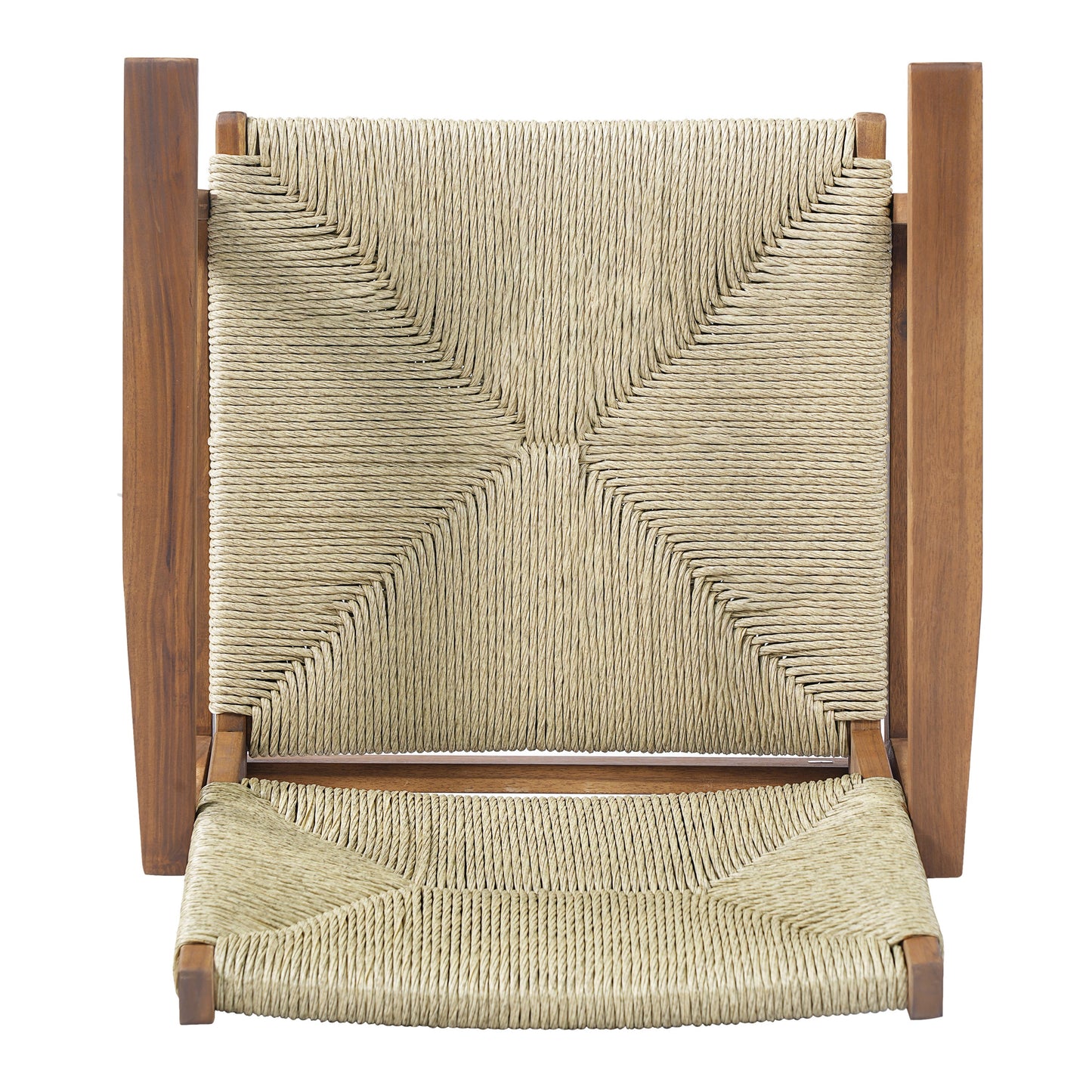 Durable outdoor dining chair with acacia wood frame and wicker rope seat by HouseOfZazla on Tampa Home & Garden Store