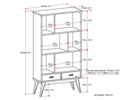 Mid Century Wide Bookcase and Storage Drawers, standard bookcase by HouseOfZazla on Tampa Home & Garden Store