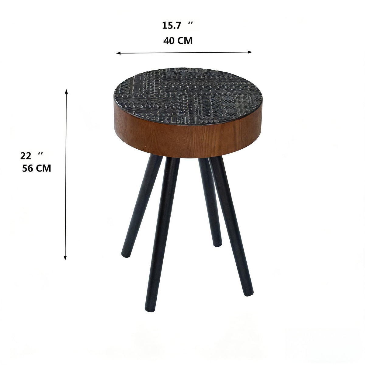 Round coffee table with carved top, dark brown finish and solid wood legs HouseOfZazla on Tampa Home & Garden Store