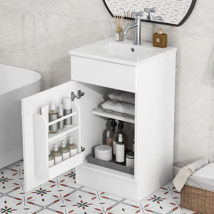 Bathroom vanity with sink and adjustable shelf white finish chrome faucet HouseOfZazla on Tampa Home & Garden Store