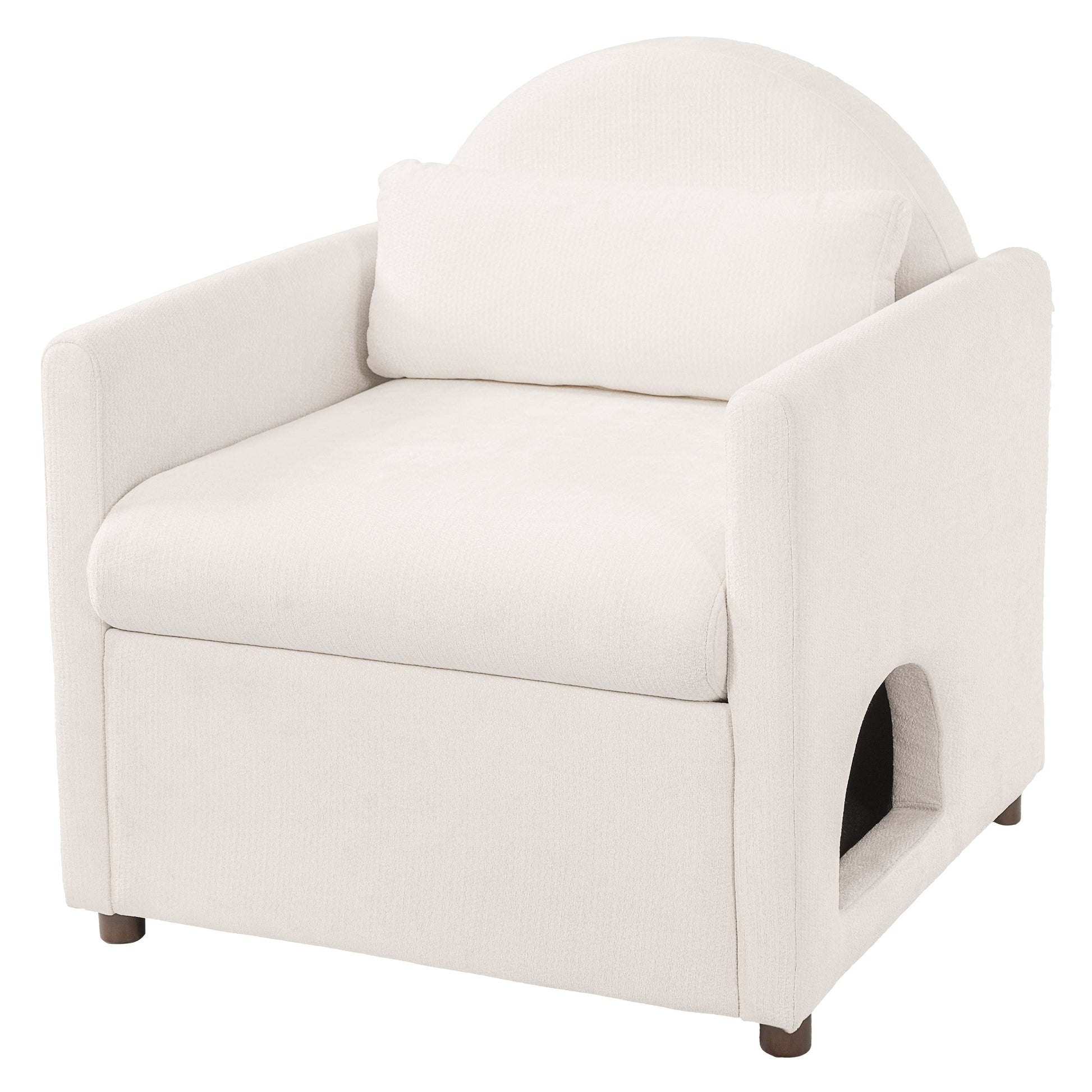 Beige pet-friendly accent chair with hidden pet nook by HouseOfZazla on Tampa Home & Garden Store