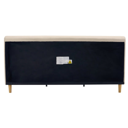King Size Beige and Chunky Upholstered Bed Frame