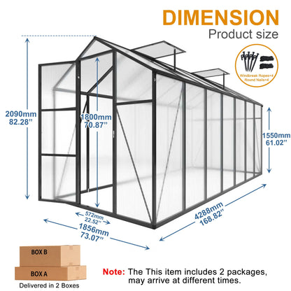 Windproof greenhouse with raised base by HouseOfZazla, black frame, polycarbonate panels, 2 boxes on Tampa Home & Garden Store
