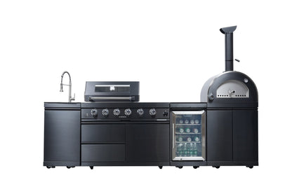 Black Double Steel Gas Grill And Pizza Oven