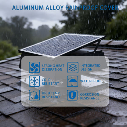 12 Inch Trapezoidal Adjustable Solar Roof Vent Fan by HouseOfZazla on a metal roof in rain on Tampa Home & Garden Store