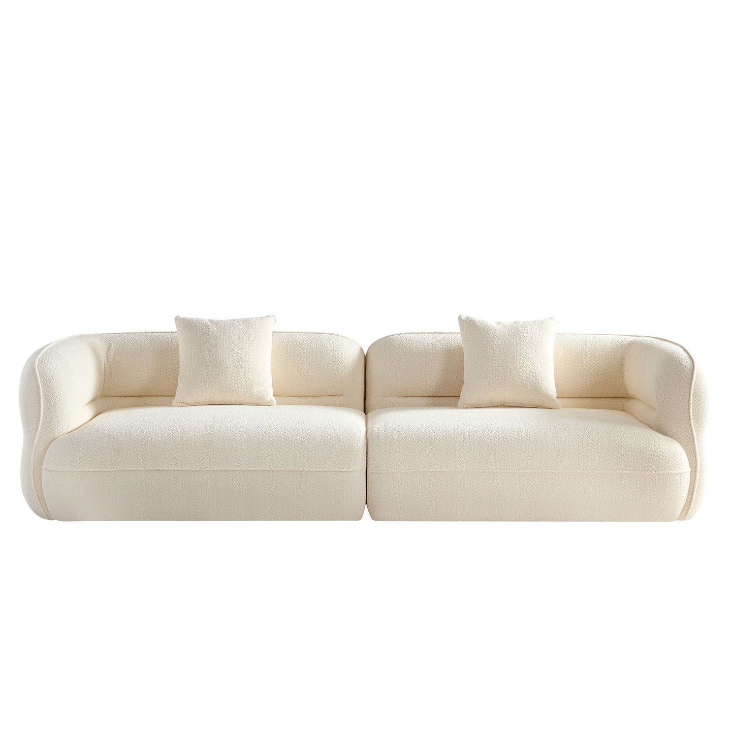 Sectional sofa cream textured fabric with plush cushions on Tampa Home & Garden Store