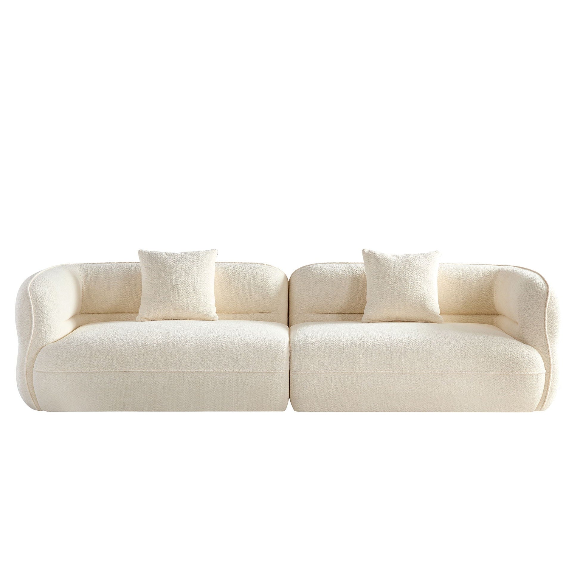 Sectional sofa cream textured fabric with plush cushions on Tampa Home & Garden Store
