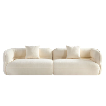 Sectional sofa cream textured fabric with plush cushions on Tampa Home & Garden Store
