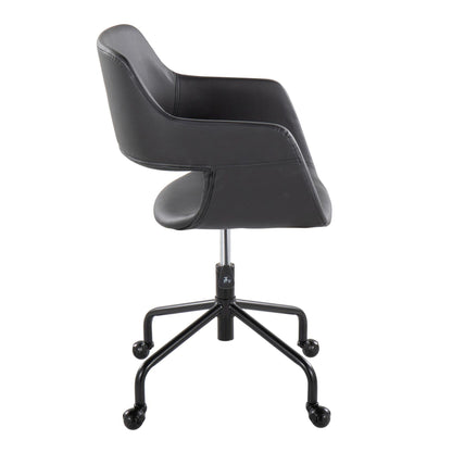 Contemporary adjustable office chair with cushioned seat, black faux-leather, HouseOfZazla on Tampa Home & Garden Store