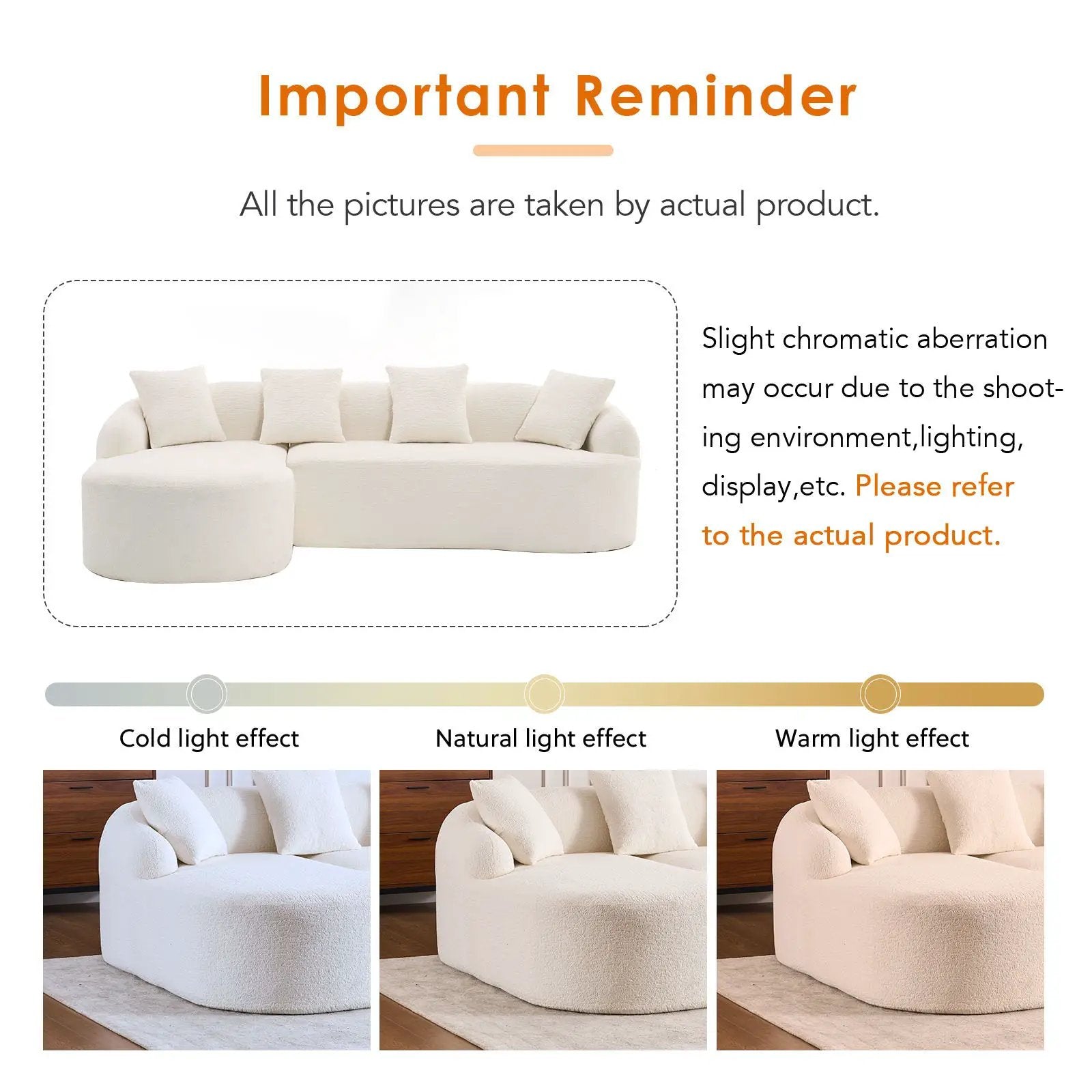 Combined Sofa With 4 Pillows, cream upholstery stationary sectional with 4 cushions on Tampa Home & Garden Store