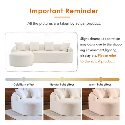 Combined Sofa With 4 Pillows, cream upholstery stationary sectional with 4 cushions on Tampa Home & Garden Store