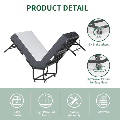 Twin Extra Long Bed and Foam Mattress Black