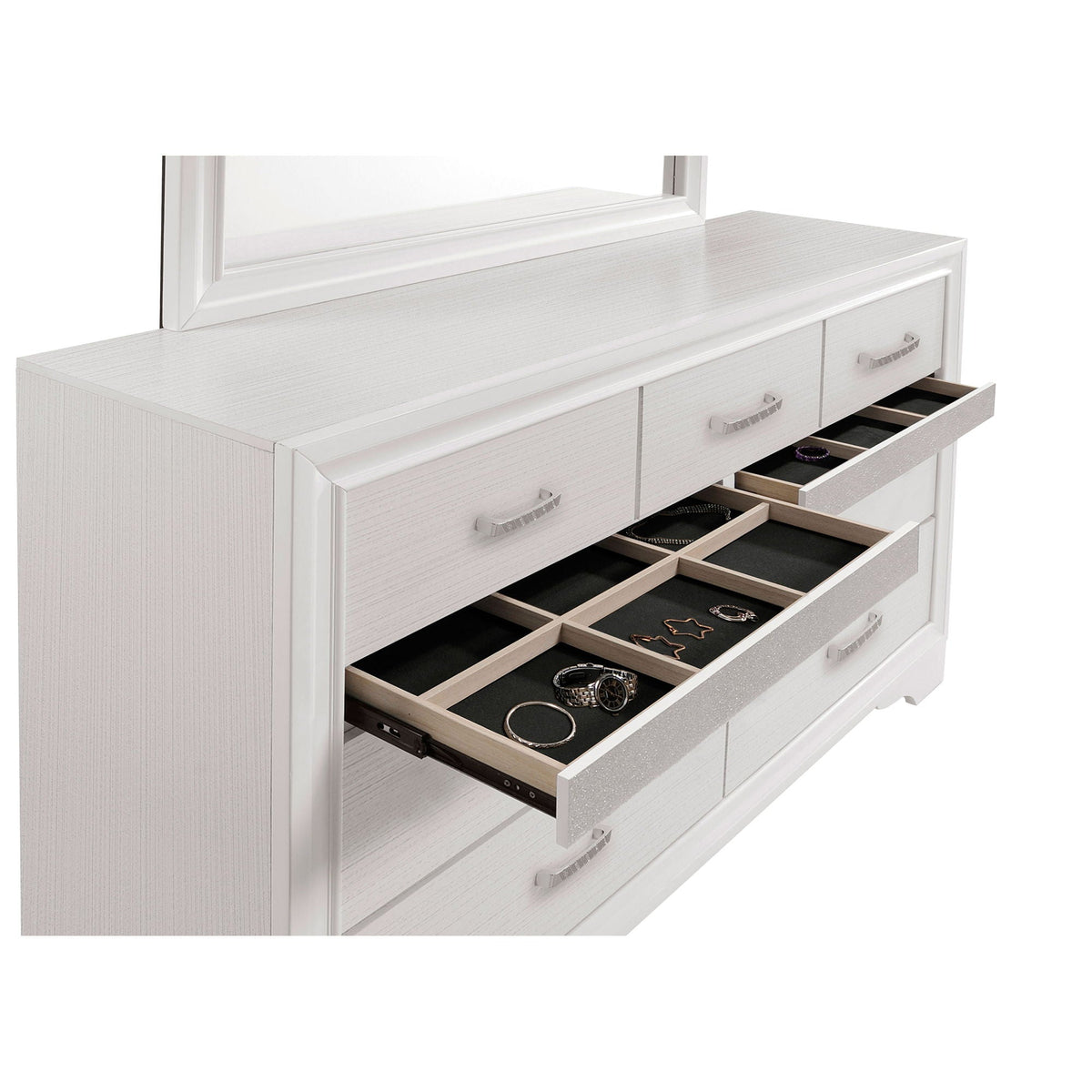 Annie 4 Piece Bedroom Set white dresser with attached framed mirror by HouseOfZazla on Tampa Home & Garden Store