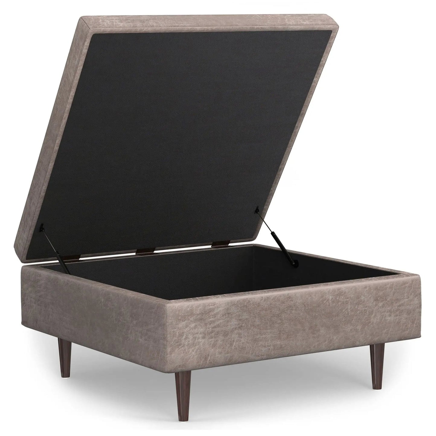 Shay storage ottoman in taupe fabric with mid-century tapered legs Unique Piece Furniture on Tampa Home & Garden Store