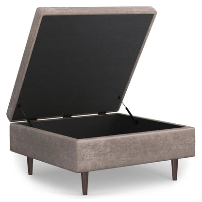 Shay storage ottoman in taupe fabric with mid-century tapered legs Unique Piece Furniture on Tampa Home & Garden Store
