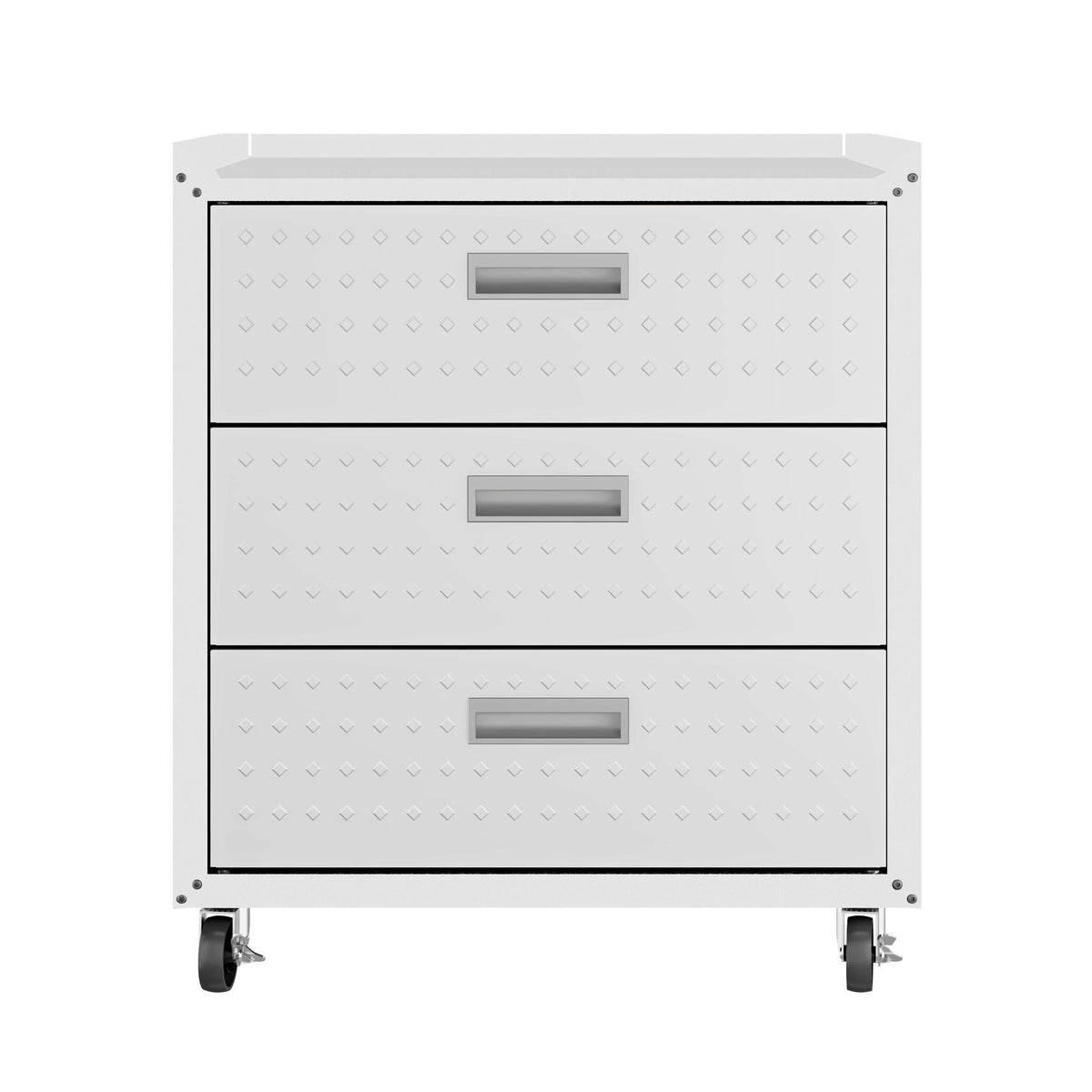3 Drawer Rolling Garage Cabinet by HouseOfZazla in white and gray on casters on Tampa Home & Garden Store