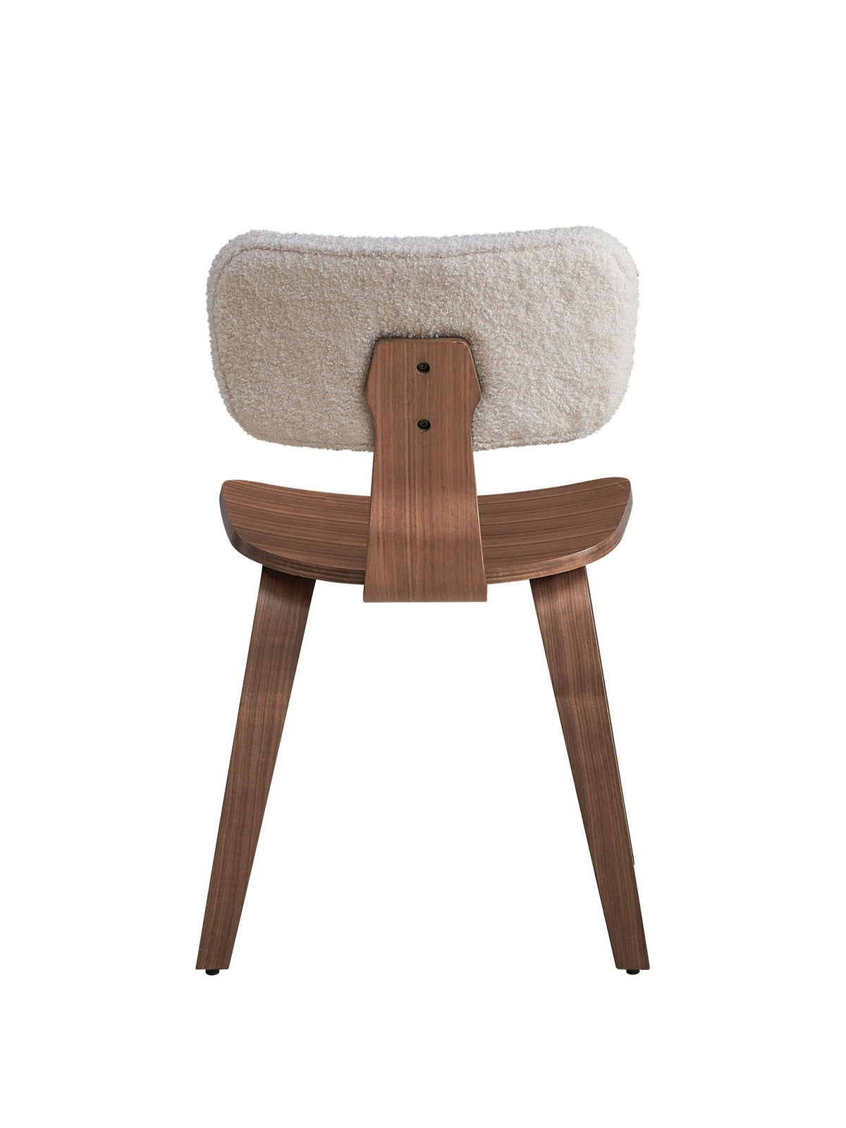 Boucle Walnut Side Chair Set with White Upholstery, 2 chairs, HouseOfZazla on Tampa Home & Garden Store