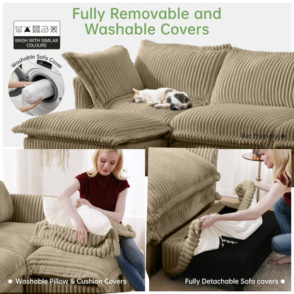 Modern 3 Seater Slipcovered Sofa and Deep Seats