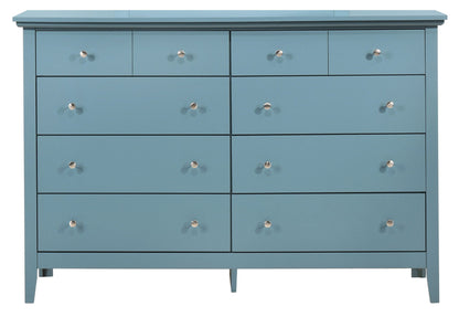 HouseOfZazla elegant casual blue dresser with ample storage, multi-drawer chests, silver knobs on Tampa Home & Garden Store