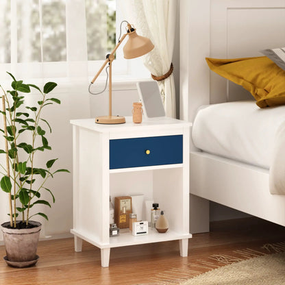 Nightstand with 1 drawer and 1 shelf white with blue front by Unique Piece Furniture on Tampa Home & Garden Store