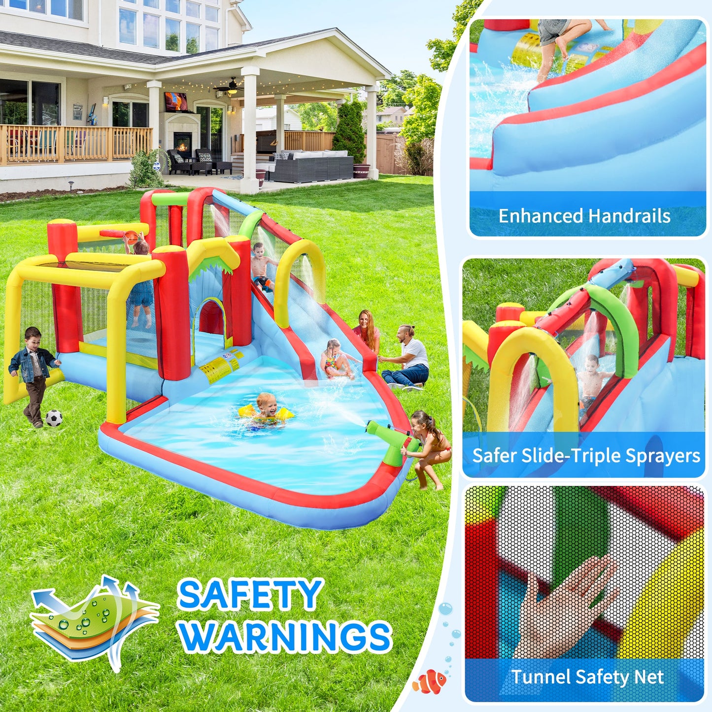 7-in-1 Inflatable Water Park and Garden Bouncer multicolor outdoor playset by HouseOfZazla on Tampa Home & Garden Store