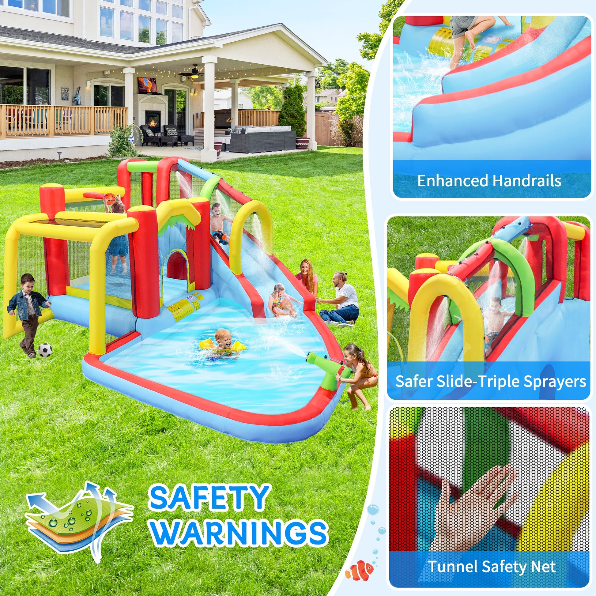 7-in-1 Inflatable Water Park and Garden Bouncer multicolor outdoor playset by HouseOfZazla on Tampa Home & Garden Store
