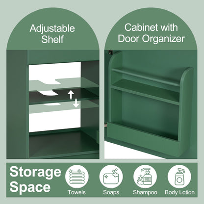 Bathroom Vanity with Sink and Adjustable Shelf in green, cabinet with door organizer on Tampa Home & Garden Store