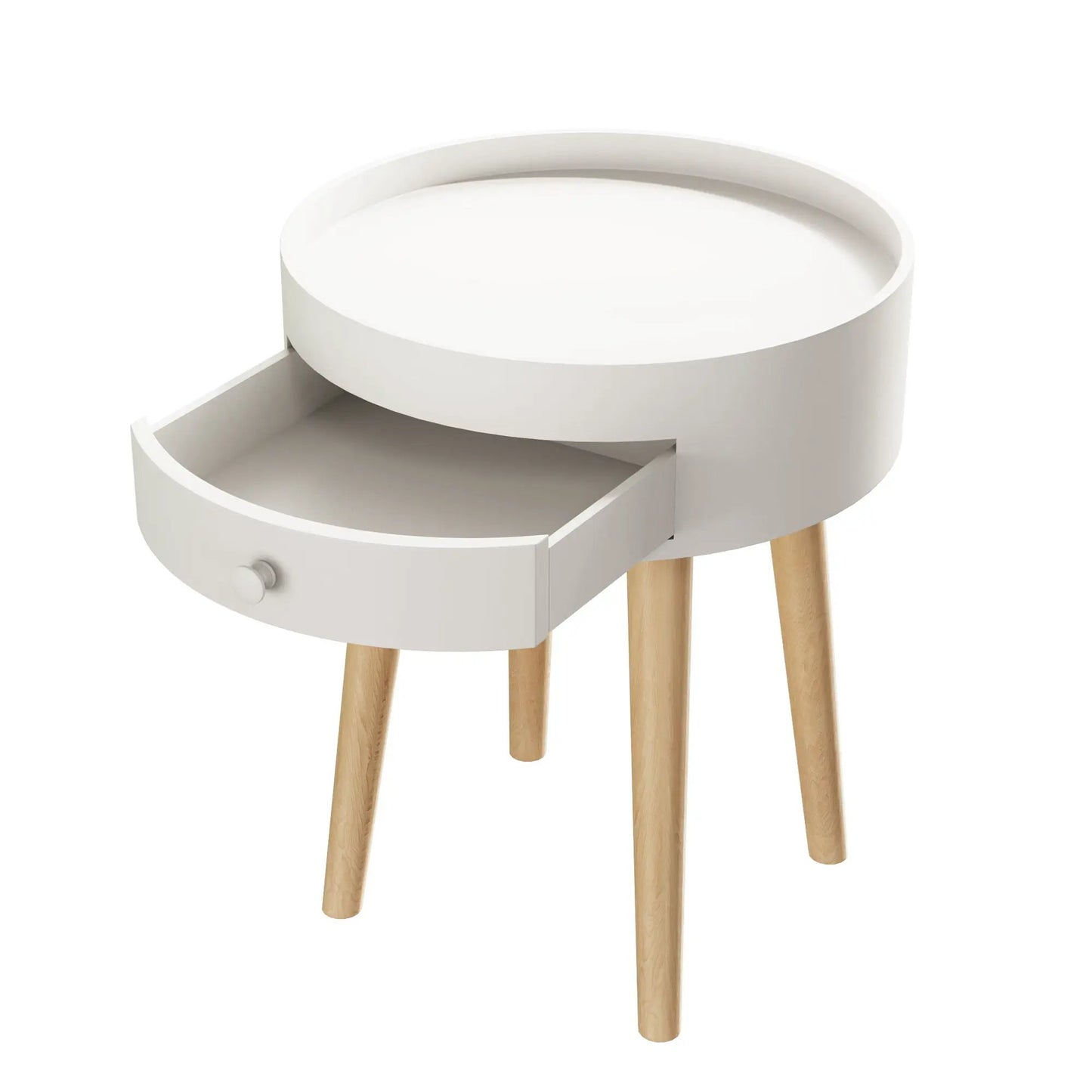 Nightstand with storage drawer, white round-top bedside table with legs by Unique Piece Furniture on Tampa Home & Garden Store