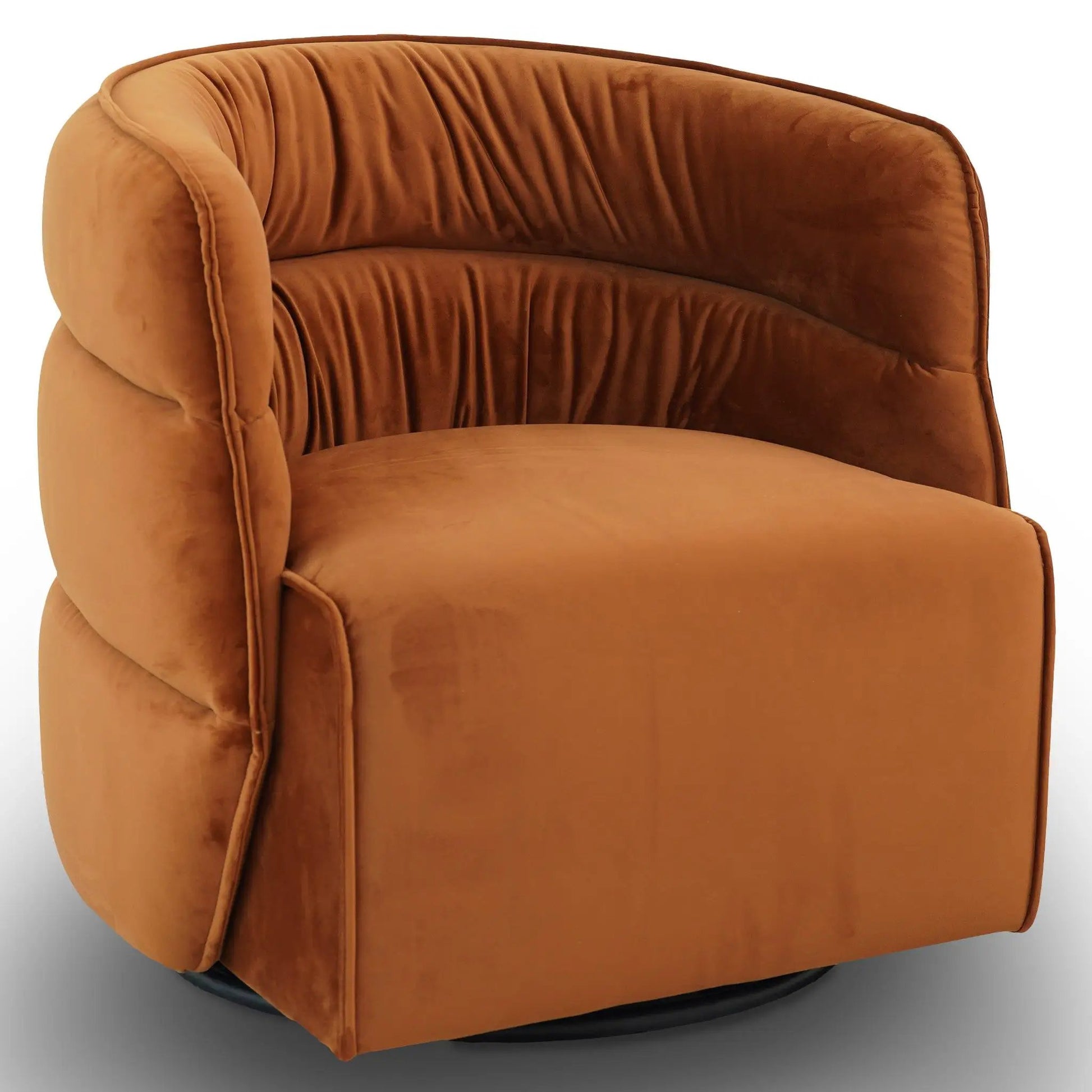 Walden swivel chair caramel brown velvet upholstery with rounded arms by Unique Piece Furniture on Tampa Home & Garden Store