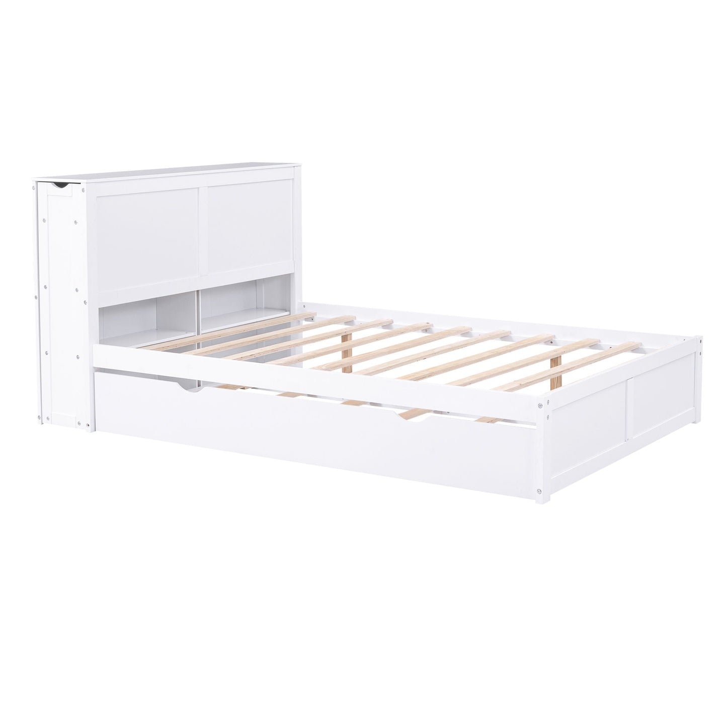 Storage Platform Bed With Pull Out Shelves And Trundle in white finish by HouseOfZazla on Tampa Home & Garden Store