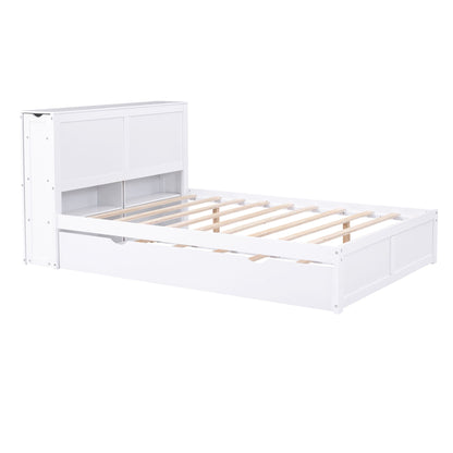 Storage Platform Bed With Pull Out Shelves And Trundle in white finish by HouseOfZazla on Tampa Home & Garden Store