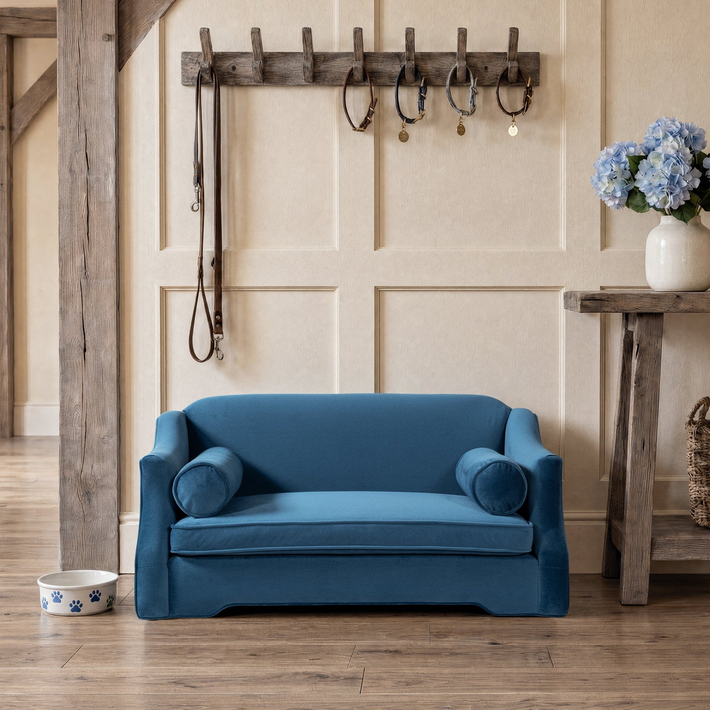 Paloma 35.5in blue satin dog sofa bed, medium, by HouseOfZazla, pet beds on Tampa Home & Garden Store