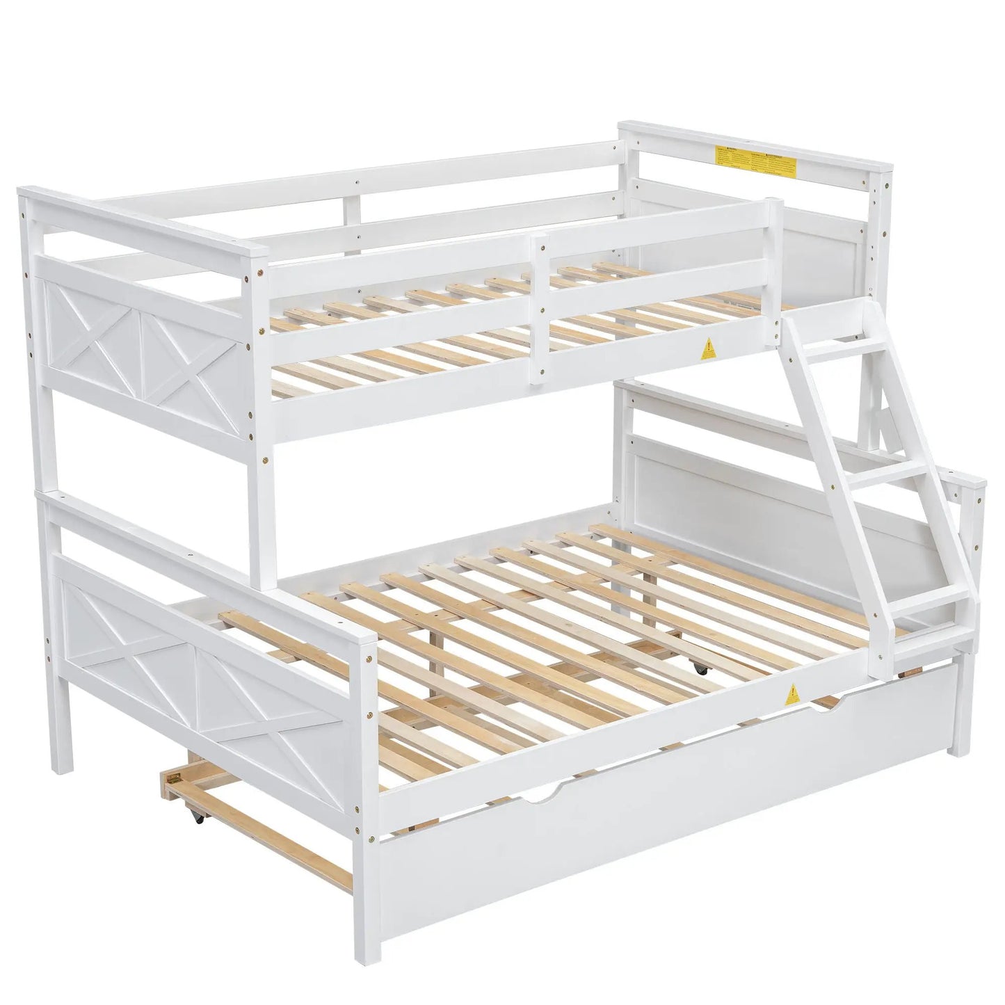 White wooden bunk bed with ladder and top guardrail by Unique Piece Furniture on Tampa Home & Garden Store